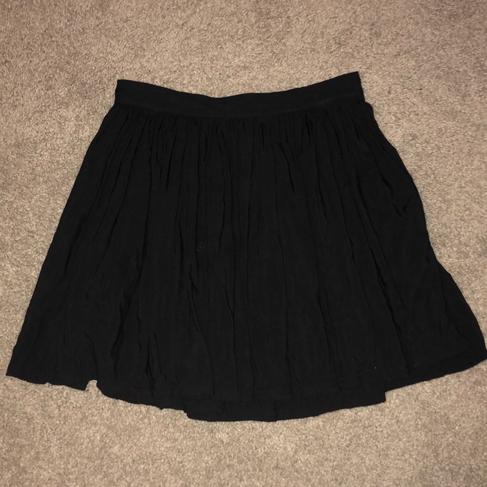 American Eagle Black Pleated Skater Skirt